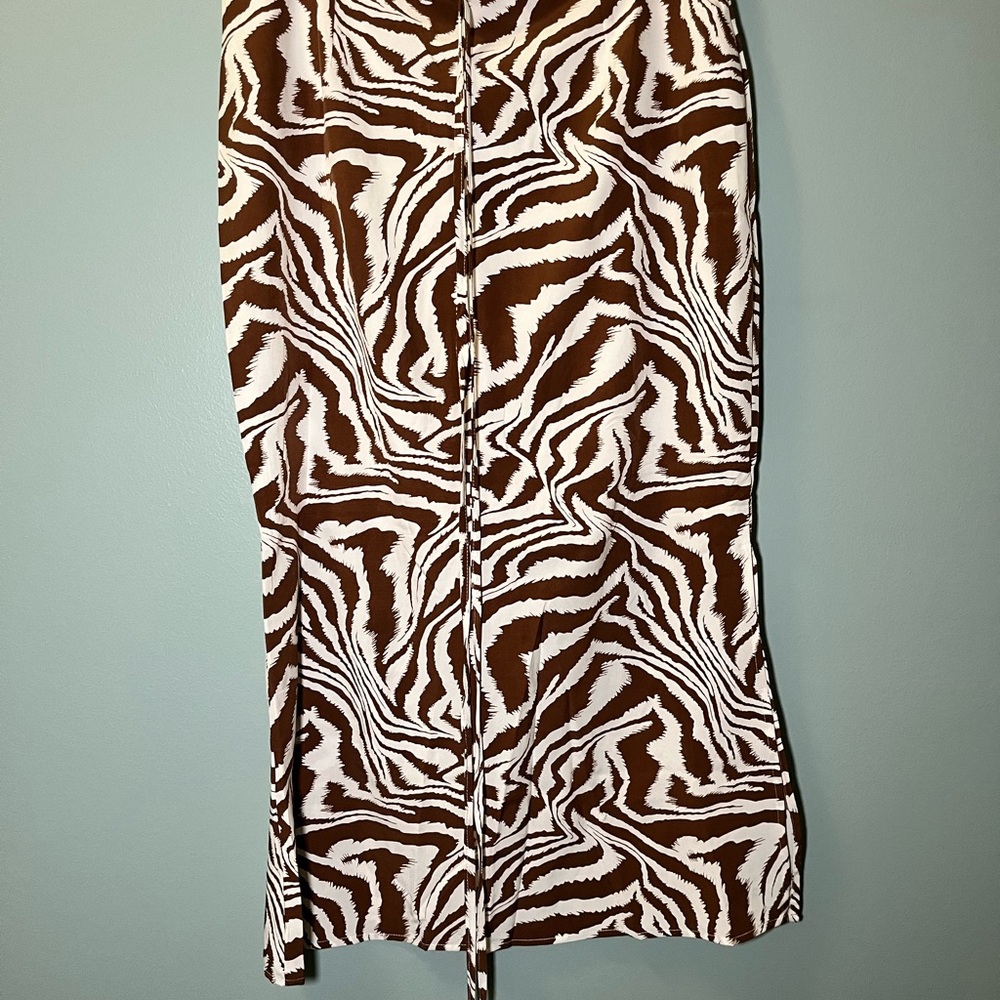 brown and white zebra print skirt